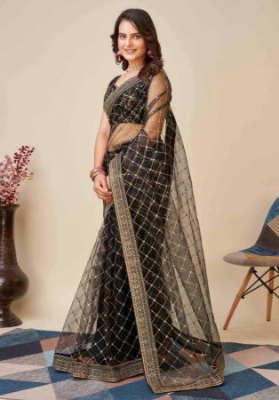 Picture of Exquisite Net Black Saree