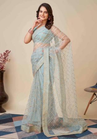 Picture of Classy Net Sky Blue Saree