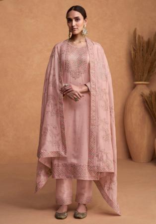 Picture of Stunning Silk Rosy Brown Straight Cut Salwar Kameez
