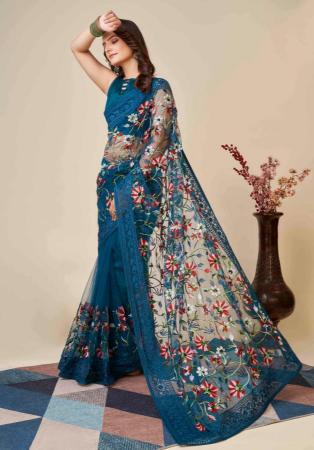 Picture of Stunning Net Navy Blue Saree