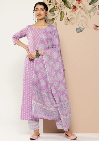Picture of Delightful Cotton Rosy Brown Readymade Salwar Kameez