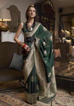 Picture of Enticing Georgette Dark Olive Green Saree