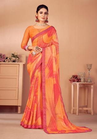 Picture of Taking Chiffon Indian Red Saree