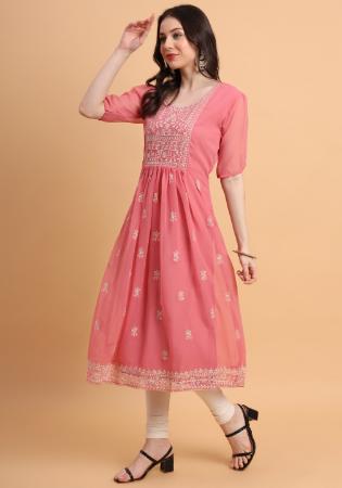 Picture of Amazing Georgette Pale Violet Red Kurtis & Tunic