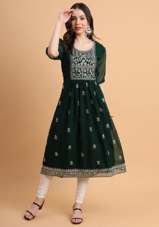 Picture of Gorgeous Georgette Sea Green Kurtis & Tunic