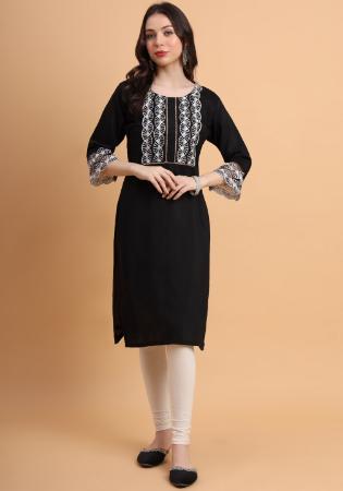 Picture of Grand Cotton & Silk Black Kurtis And Tunic