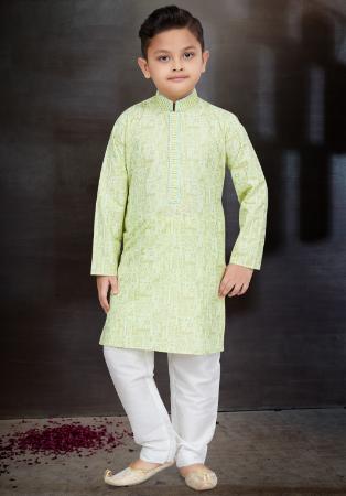 Picture of Elegant Cotton Beige Kids Kurta Pyjama