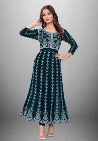 Picture of Shapely Georgette Navy Blue Readymade Salwar Kameez