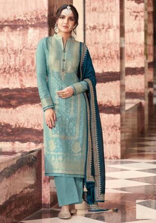 Picture of Synthetic Slate Grey Straight Cut Salwar Kameez