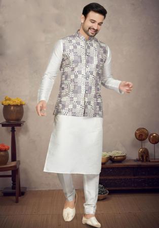 Picture of Lovely Silk Off White Kurtas