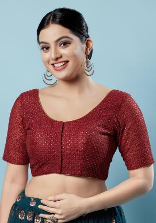 Picture of Grand Net Maroon Designer Blouse