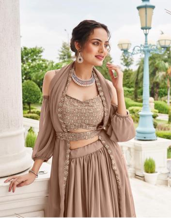 Picture of Well Formed Georgette Rosy Brown Lehenga Choli