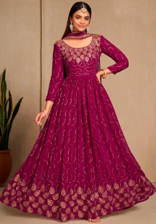 Picture of Grand Georgette Deep Pink Party Wear Gown