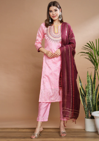 Picture of Enticing Silk Lavender Blush Readymade Salwar Kameez