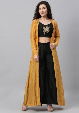 Picture of Cotton & Georgette & Net Black Readymade Gown