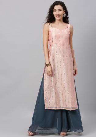 Picture of Beauteous Cotton & Organza Pink Kurtis And Tunic
