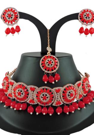 Picture of Graceful Fire Brick Necklace Set