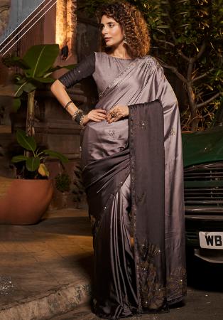 Picture of Appealing Georgette & Satin Dim Gray Saree