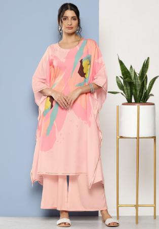 Picture of Rayon & Crepe & Georgette Light Pink Kurtis And Tunic