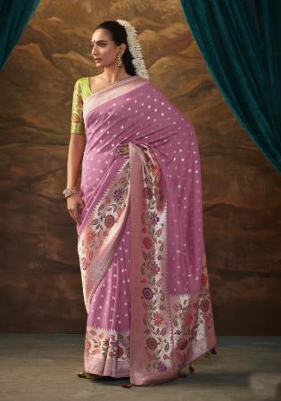 Picture of Good Looking Silk Pink Saree