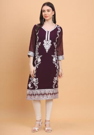 Picture of Magnificent Georgette Dark Olive Green Kurtis & Tunic