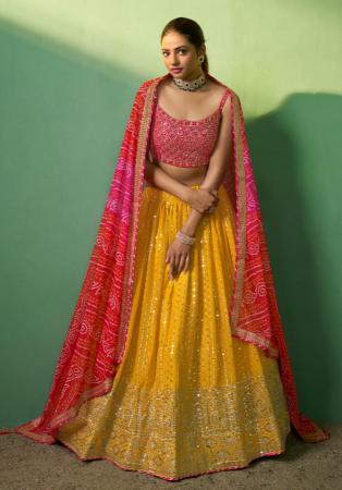 Picture of Admirable Georgette Golden Rod Lehenga Choli