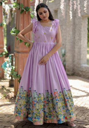 Picture of Pleasing Silk Plum Readymade Gown