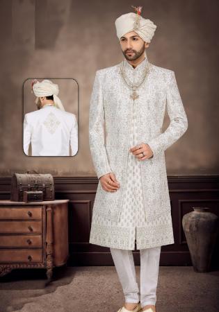 Picture of Sublime Silk Ghost White Sherwani