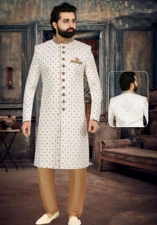 Picture of Bewitching Georgette Off White Sherwani