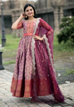 Picture of Classy Silk Rosy Brown Party Wear Gown