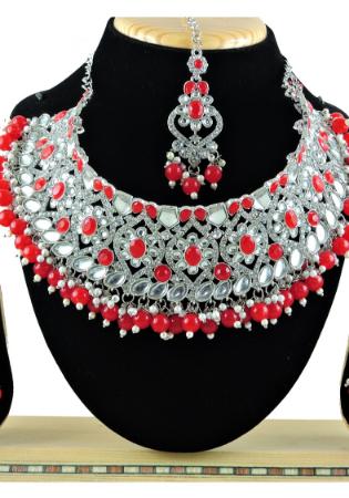 Picture of Exquisite Fire Brick Necklace Set