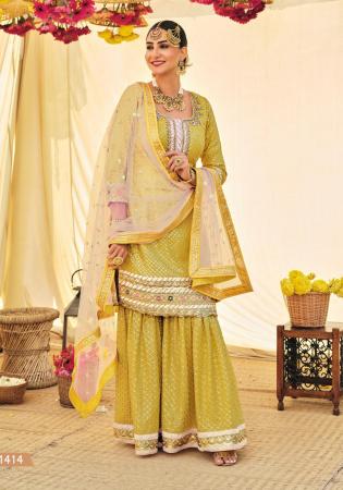 Picture of Beauteous Georgette Yellow Straight Cut Salwar Kameez