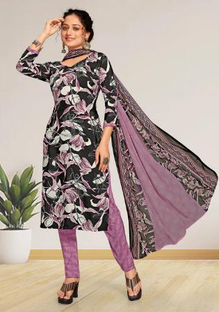 Picture of Comely Crepe Black Straight Cut Salwar Kameez