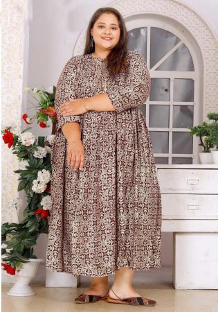 Picture of Taking Rayon Rosy Brown Readymade Gown