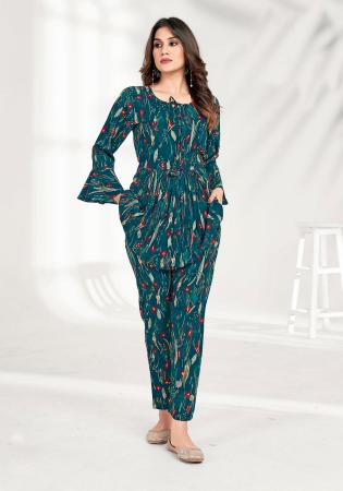 Picture of Bewitching Rayon Teal Kurtis & Tunic