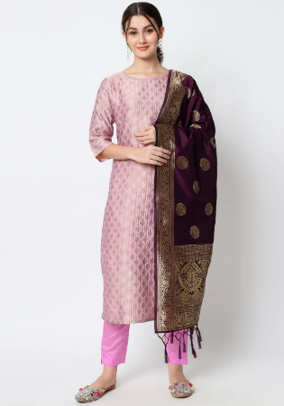 Picture of Sightly Cotton & Silk Pink Readymade Salwar Kameez