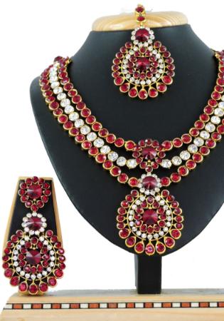 Picture of Alluring Maroon Necklace Set