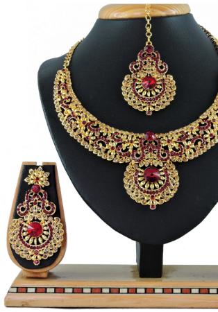 Picture of Superb Maroon Necklace Set
