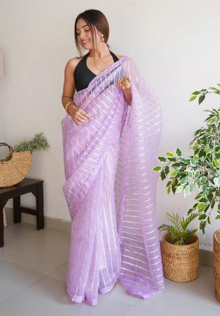 Picture of Excellent Organza Light Steel Blue Saree