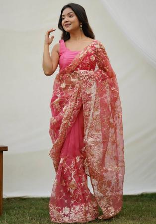 Picture of Bewitching Georgette & Organza Light Pink Saree