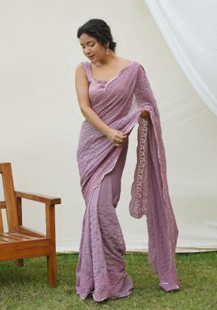 Picture of Alluring Georgette Rosy Brown Saree