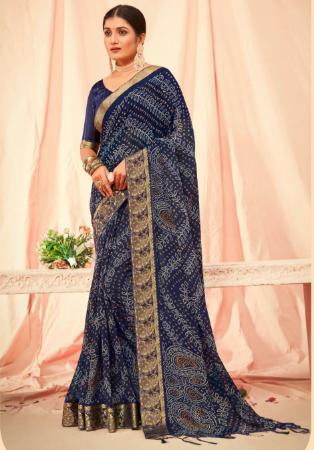 Picture of Grand Georgette Navy Blue Saree