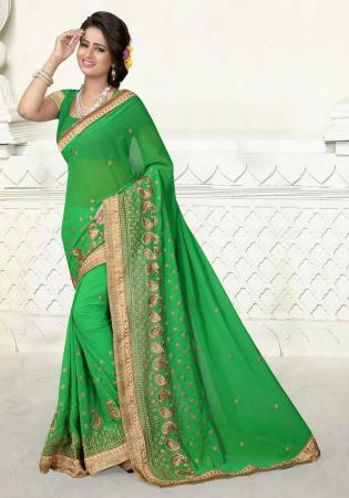 Picture of Bewitching Georgette Green Saree