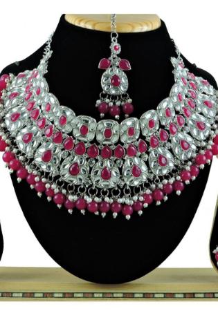 Picture of Stunning Deep Pink Necklace Set