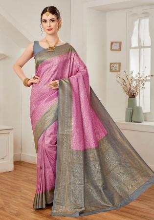 Picture of Excellent Silk Pale Violet Red Saree