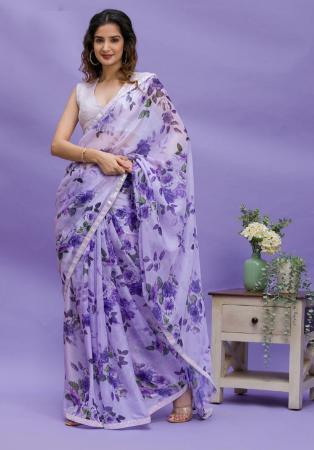 Picture of Charming Chiffon Violet Saree