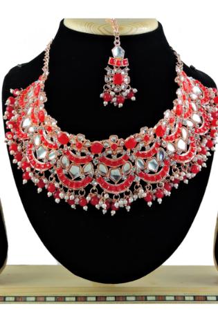 Picture of Delightful Indian Red Necklace Set