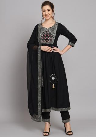 Picture of Admirable Rayon Black Readymade Salwar Kameez