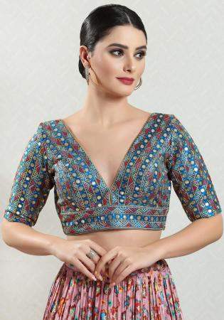 Picture of Good Looking Net & Silk Midnight Blue Designer Blouse