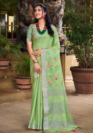 Picture of Elegant Linen Dark Khaki Saree